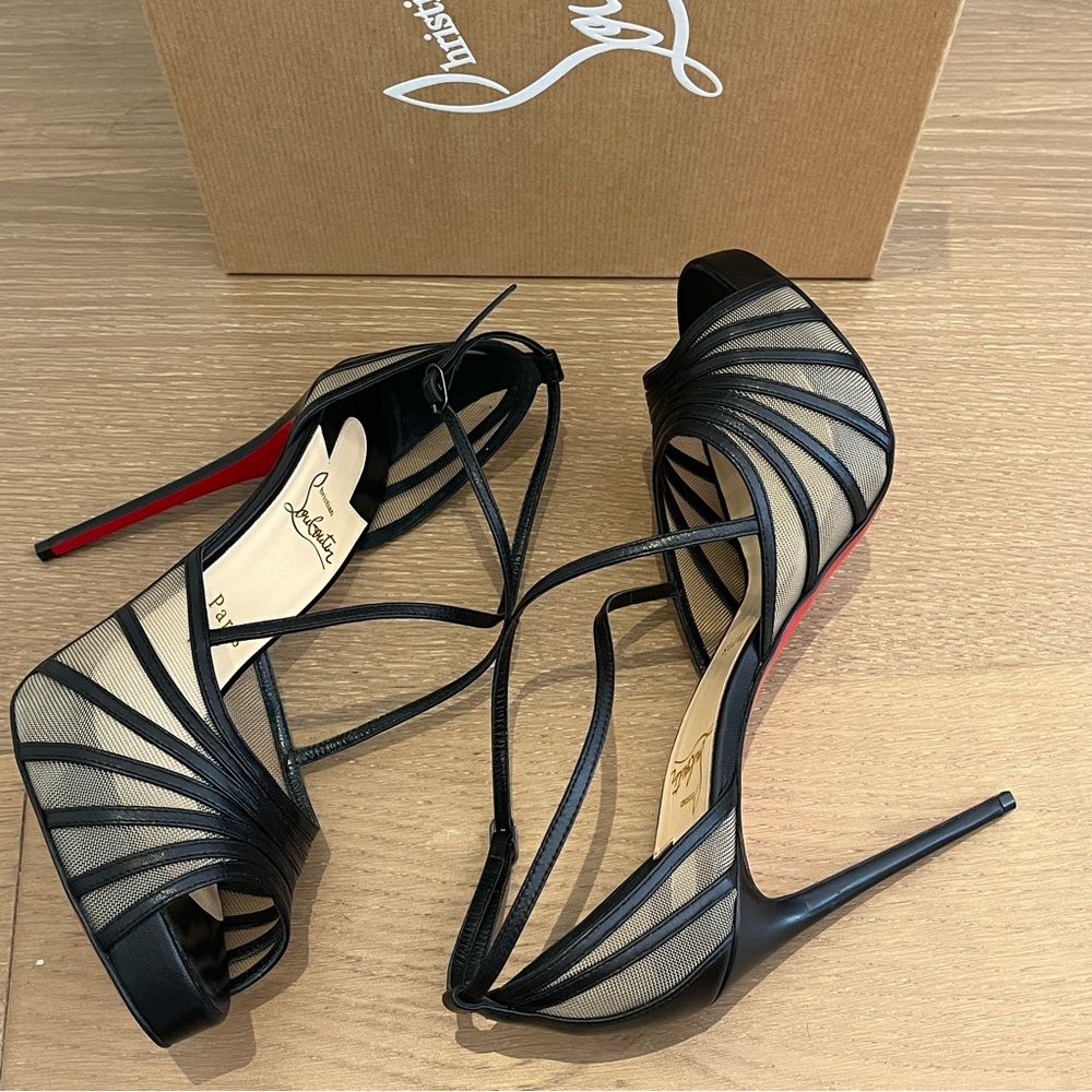 Christian Louboutin mesh filamenta 120mm instep strap heels